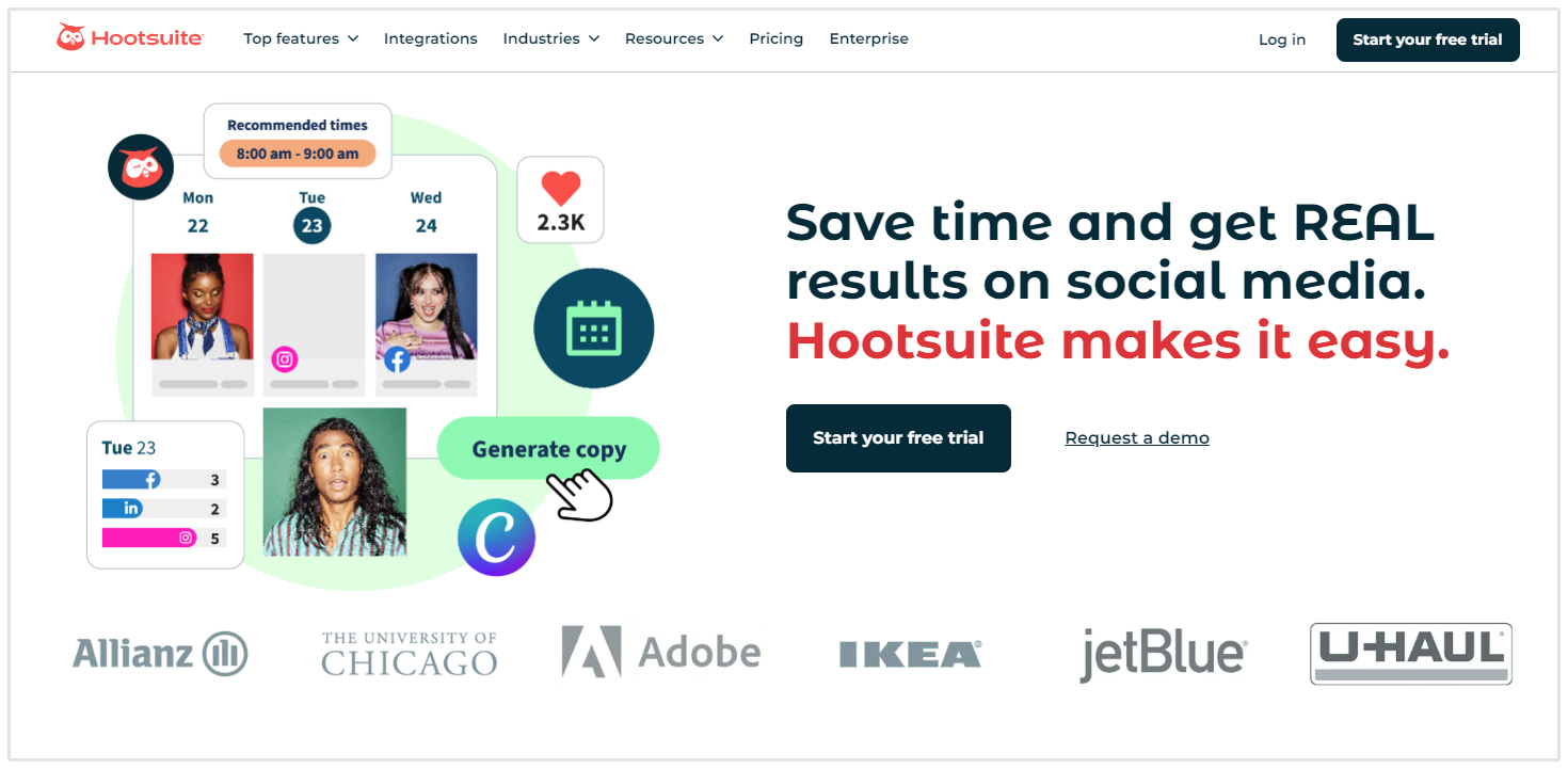 Esempio di CTA Hootsuite